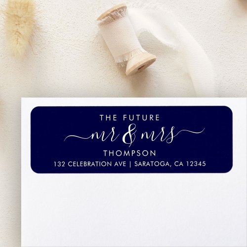 Navy Blue Luxury Elegant Future MR and MRS Address Label