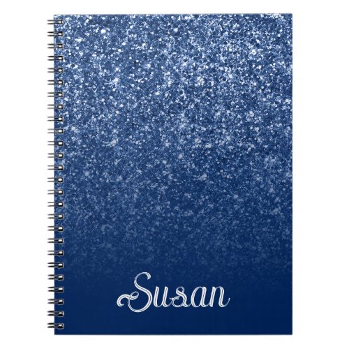 Navy Blue Luxury Glitter Ombre Notebook