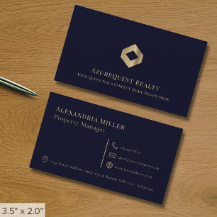 Navy Blue Luxury Logo Business Card