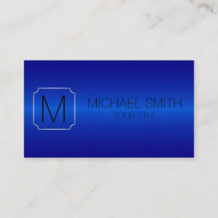 Navy Blue Luxury Stainless Steel Metal Monogram Business Card