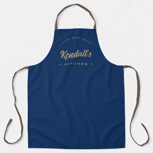 Navy Blue Made with love custom Name kitchen Apron