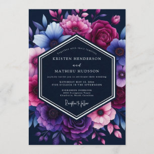 Navy Blue Magnificent Moody Wedding Invitation