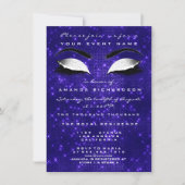 Navy Blue Makeup White Sparkly Glitter 16th Bridal Invitation (Front)