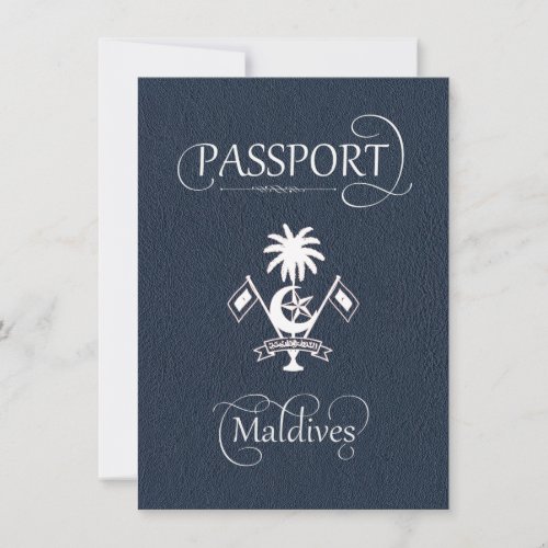 Navy Blue Maldives Passport Save the Date Card