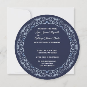 Navy Blue Mandala Circle Invitation