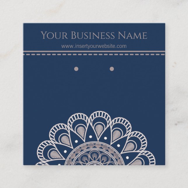Navy Blue Mandala Earring Display Cards (Front)
