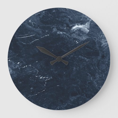 Navy blue marble large clock
