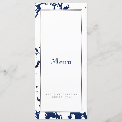 Navy Blue Marble Silver  White _ Custom Menu