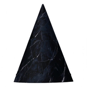 Navy blue marble: stone texture. party hat