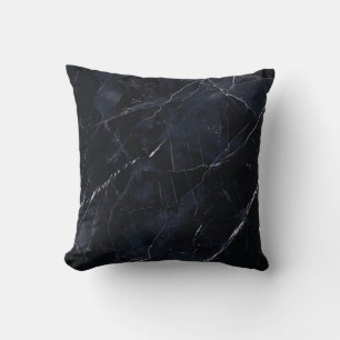 Navy blue marble: stone texture. throw pillow
