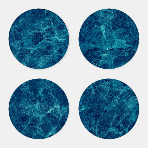 Navy Blue Marble Texture  Coaster Set