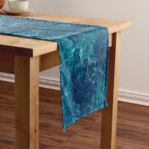 Navy Blue Marble Texture Short Table Runner