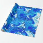 Navy Blue Marbled Texture, Rich Ebru Technique Wrapping Paper at Zazzle