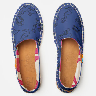 Navy Blue Marine Life Pattern Unisex Espadrilles