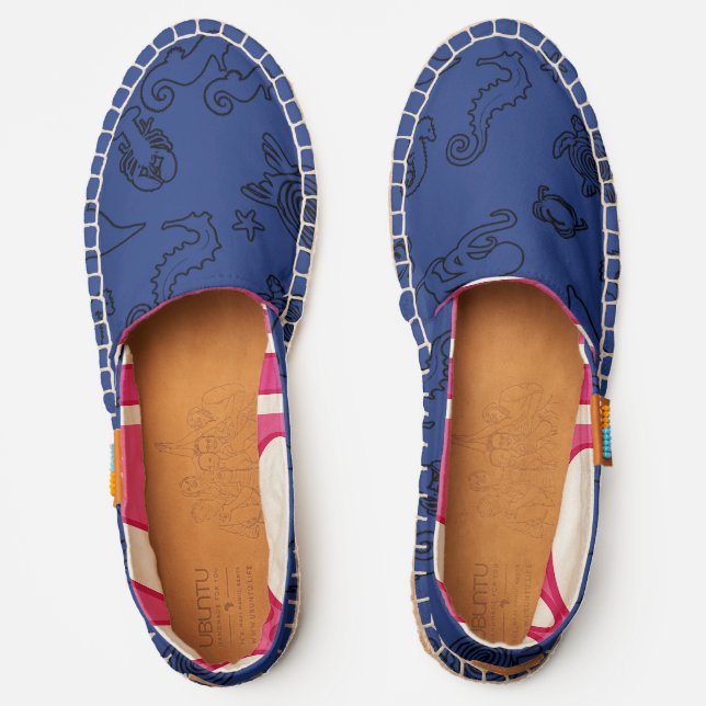 Navy Blue Marine Life Pattern Unisex Espadrilles (Front)