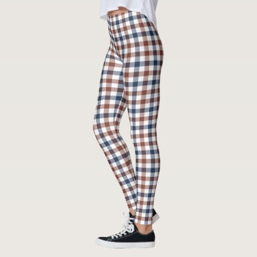 Navy Blue Maroon Red Houndstooth Pattern Leggings