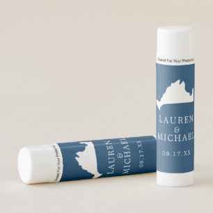 Navy Blue Marthas Vineyard Map Wedding Favor Lip Balm