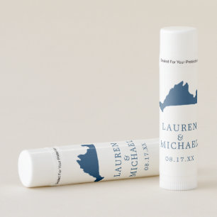 Navy Blue Marthas Vineyard Map Wedding Favor Lip Balm