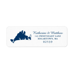 Navy Blue Marthas Vineyard Map Wedding Label