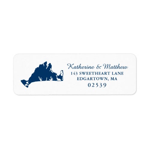 Navy Blue Marthas Vineyard Map Wedding Label