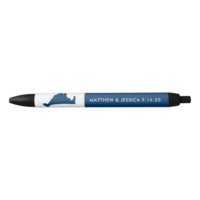 Navy Blue Marthas Vineyard Map Wedding Pen (Front)
