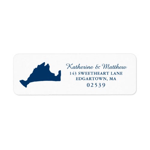 Navy Blue Marthas Vineyard Solid Map Wedding Label