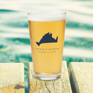 Navy Blue Martha's Vineyard Wedding Favor Glass