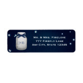 Teal Mason Jar with Fireflies Return Address Label | Zazzle