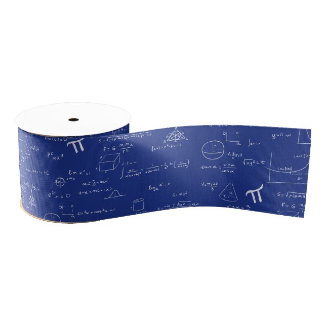 Navy Blue Math Formulas Grosgrain Ribbon (Spool)