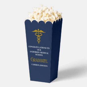 Navy Blue Medical School Graduation Party Popcorn Favor Boxes