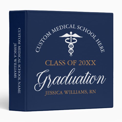 Navy Blue Medical School Graduation Photo Album 3 Ring Binder