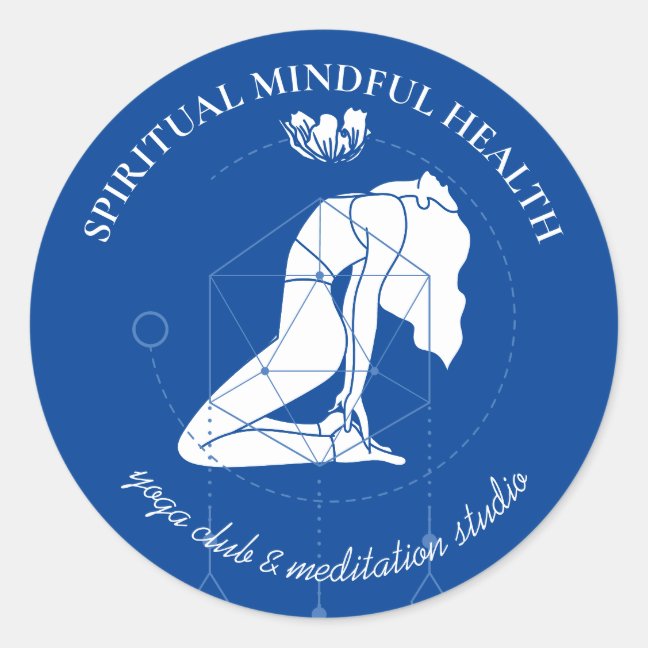 Navy Blue Meditation Chakra Yoga Instructor Classic Round Sticker