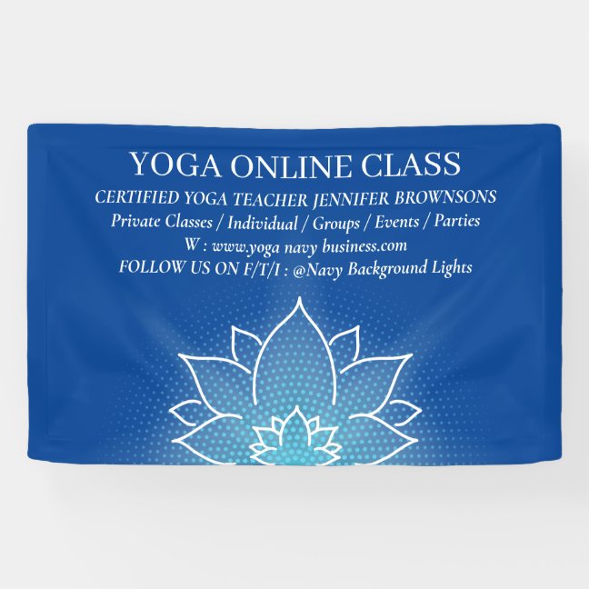 Navy Blue Meditation Salon Yoga Lotus Banner