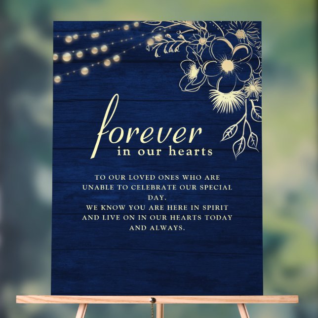 Navy Blue Memorial Wedding Acrylic Sign (Neutral)