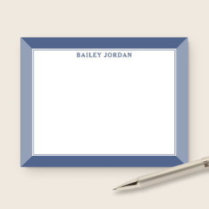 Navy Blue Men's 2-Tone Professional Stationery Note Card