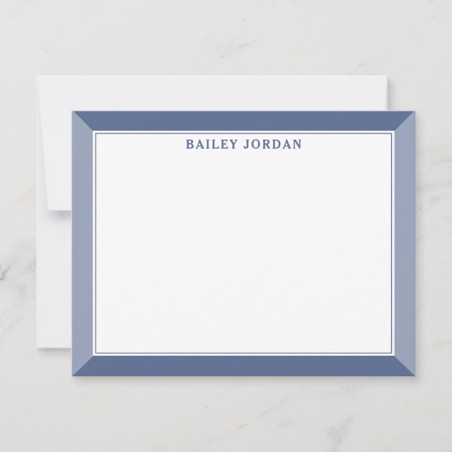 Navy Blue Men's 2-Tone Professional Stationery Note Card (Front)