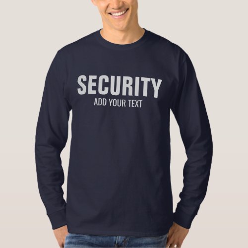 Navy Blue Mens Double Sided Long Sleeve Security T_Shirt