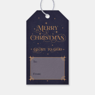 Navy Blue Merry Christmas Gift Tags