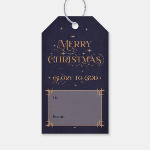 Navy Blue Merry Christmas Gift Tags