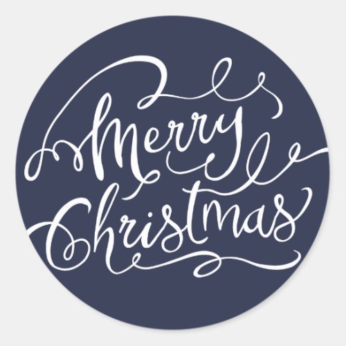 Navy Blue Merry Christmas Stickers