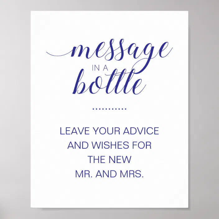 Message In A Bottle Guest Book Wedding Sign 8x10 Favor New Mr & Mrs 