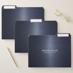 Navy Blue Metallic Background File Folder
