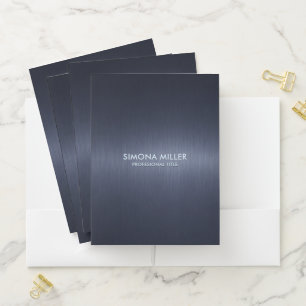 Navy Blue Metallic Background Pocket Folder