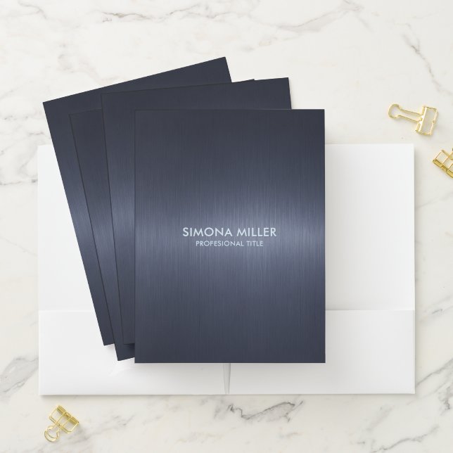 Navy Blue Metallic Background  Pocket Folder (In Situ)