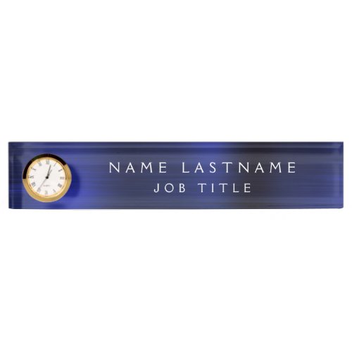 Navy Blue Metallic Corporate Custom Professional Desk Name Plate