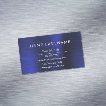 Navy Blue Metallic Foil Modern Business Business Card Magnet | Zazzle