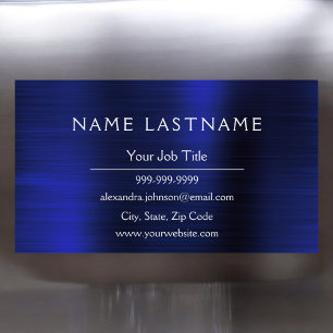 Navy Blue Metallic Foil Modern Business Card Magnet