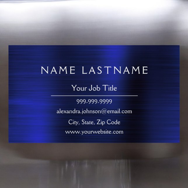 Navy Blue Metallic Foil Modern Business Card Magnet (Creator Uploaded)