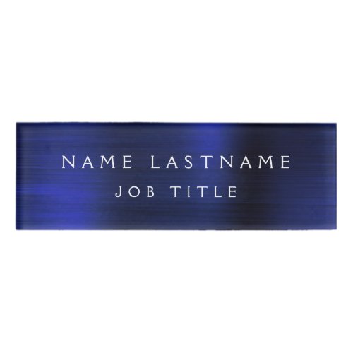 Navy Blue Metallic Foil Modern Business Name Tag