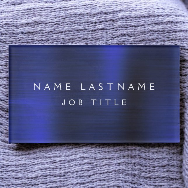 Navy Blue Metallic Foil Modern Business Name Tag (Creator Uploaded)